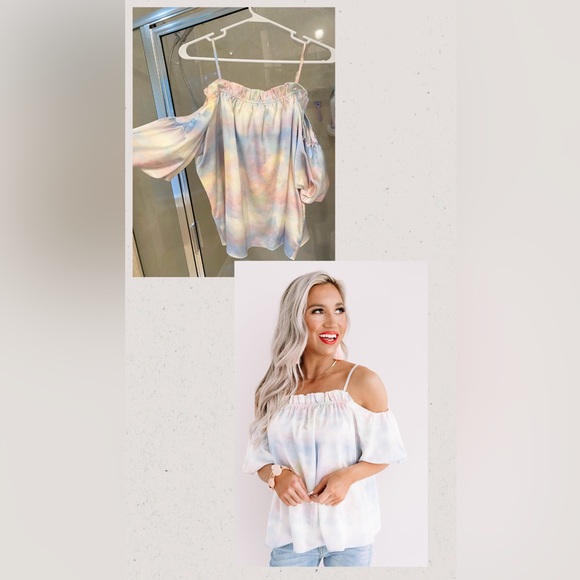 Tops - Pastel Off-the-shoulder Satin Top, Small